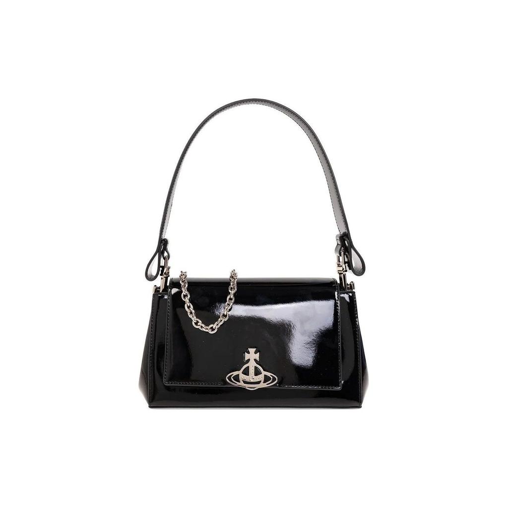 VIVIENNE WESTWOOD Borsa a Spalla Media/Crossbody in Pelle di Vitello Dettaglio Placca Sfera Iconica Hazel Tracolla a Catena Rimovibile 4304006QUL001ON403
