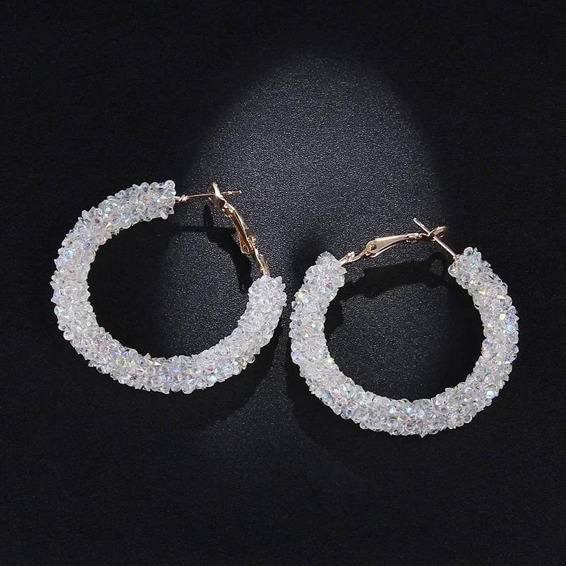 Orecchini a Cerchio con Cristalli Charm alla Moda Geometrici Rotondi Strass Lucenti Grandi Orecchini Accessori Gioiello per Donne Regali Creativi