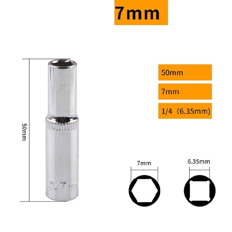 11 Stück 1/4 Zoll Antrieb 6,35 mm Sechskant Tiefbettnuss Reparaturwerkzeug Ratsche