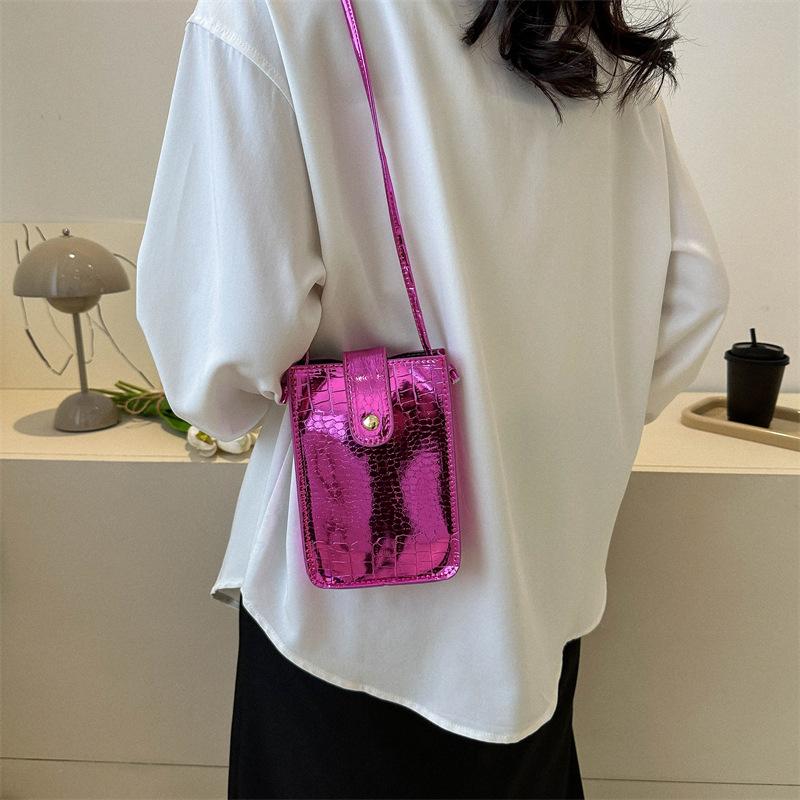 Lackleder Helle Vertikale Handytasche Mode Mädchen Kleine Quadratische Tasche Neue Koreanische Version Von Stein Einzelne Schulter Crossbody Tasche