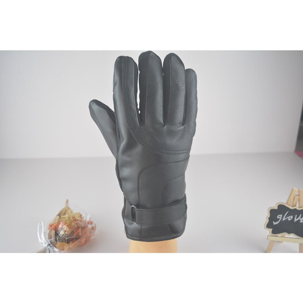 Autumn and winter new mens thermal fleece gloves motorcycle outdoor fashion windproof and cold touch screen gloves average size