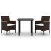 Vidaxl 3-Cz. Garden Furniture Set With Cushions, PE Rattan And Glass