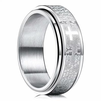 Edelstahl Angst Ringe für Männer Frauen Christliches Kreuz Religiöse Spinner Kette Ringe Anti Stress Retro Amulett Schmuck