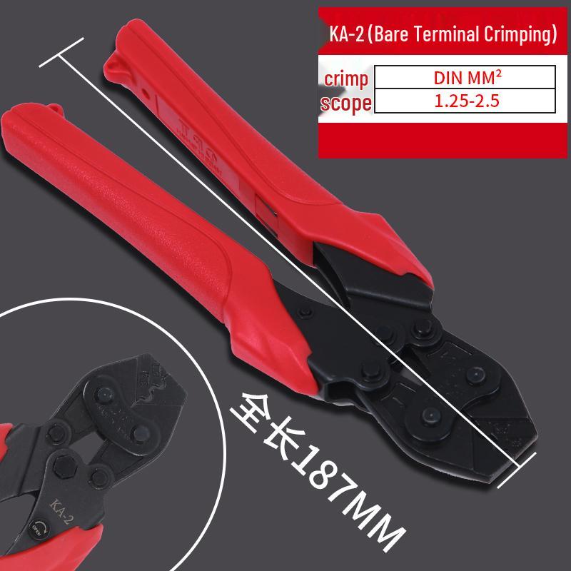 Multi-functional Crimping and Wire Stripper Pliers with Cold Crimp Terminals and PT Insulated Insert Terminal.