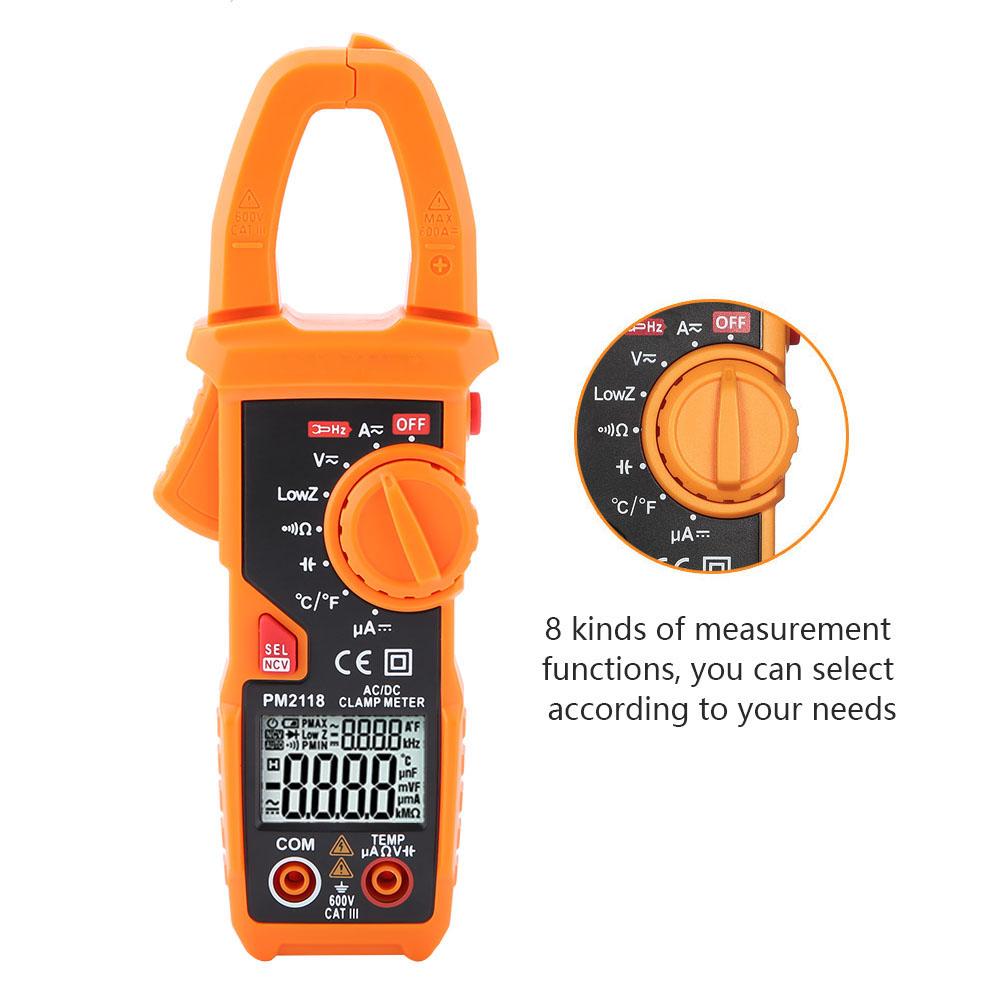 Clamp Multimeter Digital Multimeter PEAKMETER PM2118 Dual Display AC  Clamp Multiemeter NCV Ohmmeter Capacitance Temp Tester