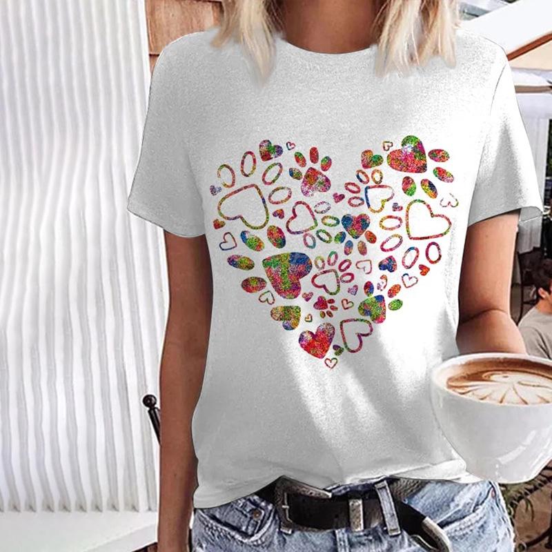 Women's Summer 3D Printed Round Neck Casual Top Short Sleeved T-shirt