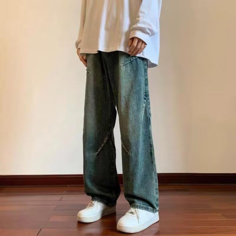 

New jeans men s loose and versatile autumn and winter casual pants wear-resistant washed straight pants men 3XL