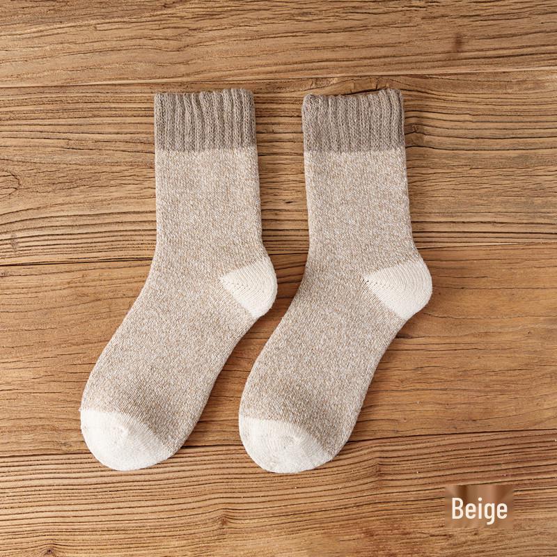Super Thick Men's & Women's Wool Socks - Mid-Calf, Plus Velvet, Plush Winter, Loose Cuff