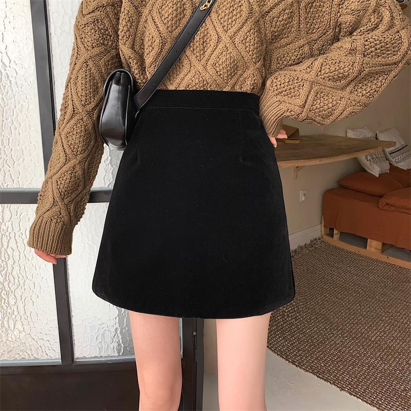 

Юбка А-силуэта из оленьей кожи большого размера с высокой талией - Осень/Зима Европейский стиль XS 75-80 lbs