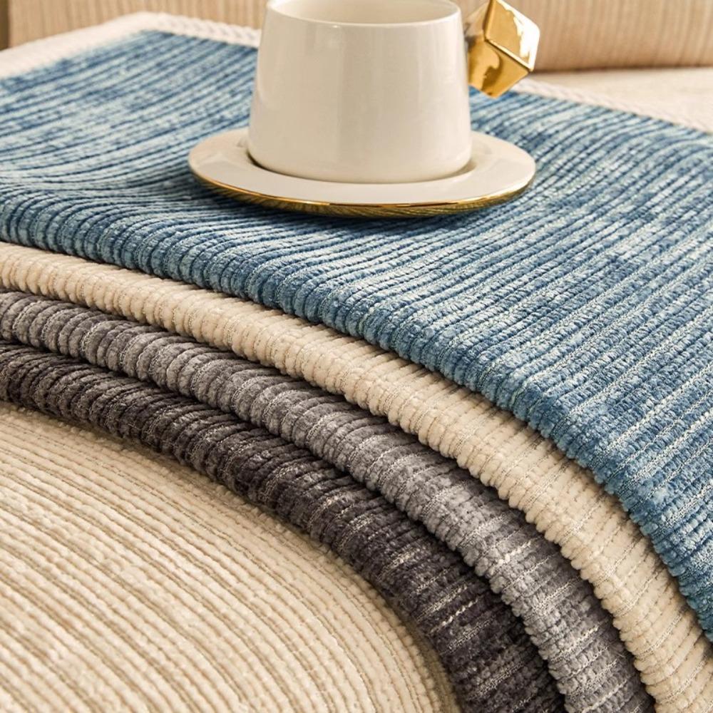 Chenille Fabric Sofa Covers Full Coverage Universal Fit All Season Simple Design Cushion Protector for Living Room
