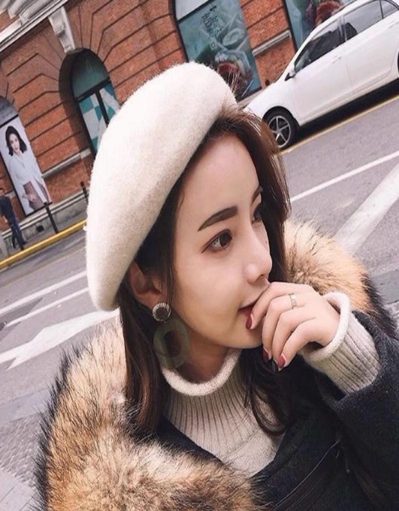 Boina de Lana 3D Engrosada: Sombrero Estilo Retro que Favorece el Rostro para Otoño/Invierno