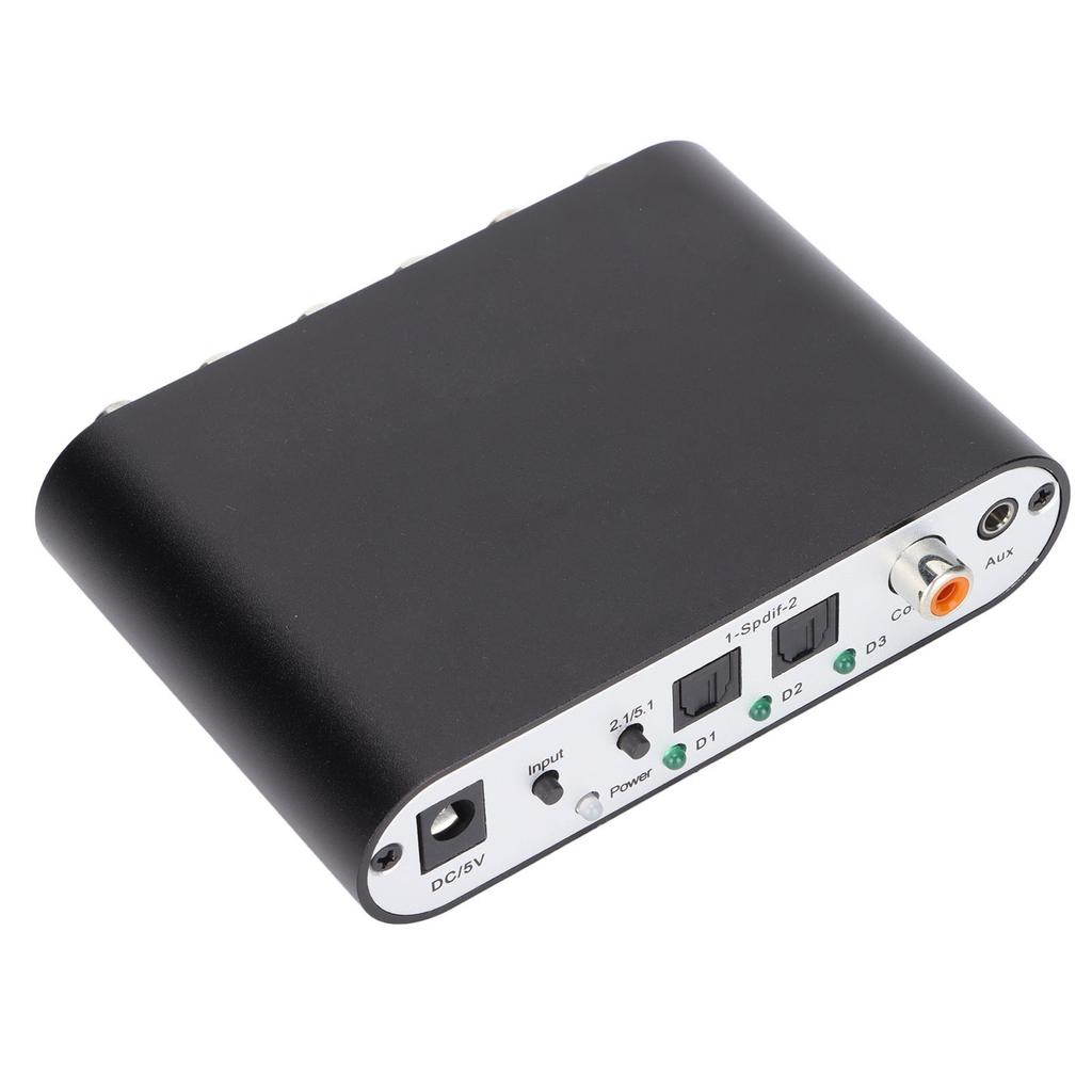 Convertitore Decoder Audio Digitale 5.1 SPDIF Coassiale AUX Stereo a 6 RCA per TV Home Cinema