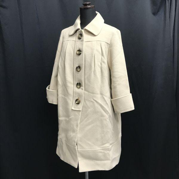 Adam et Rop Angora A-Line Coat Women's M Beige Lined 3/4 Sleeve(USED)