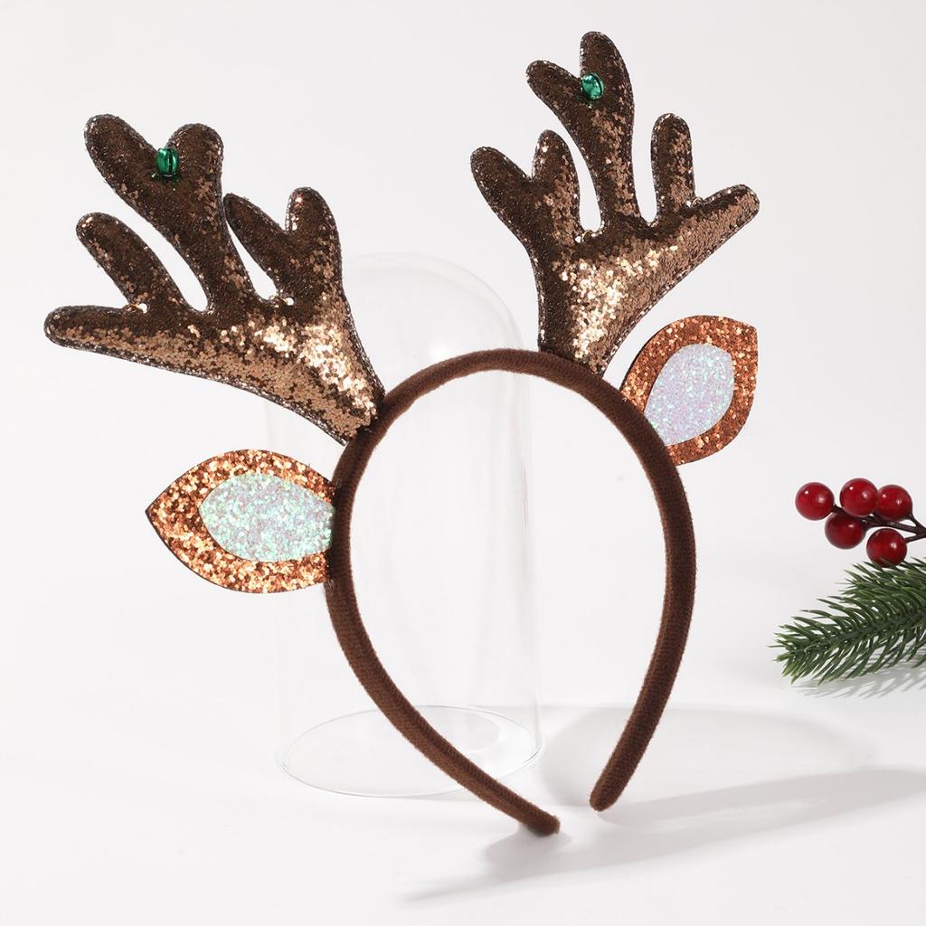 Sequins Reindeer Antler Hairband Hair Hoop Cosplay Headdress Christmas Dress Up Hair Accessory Prop 2025 Christmas Decoration