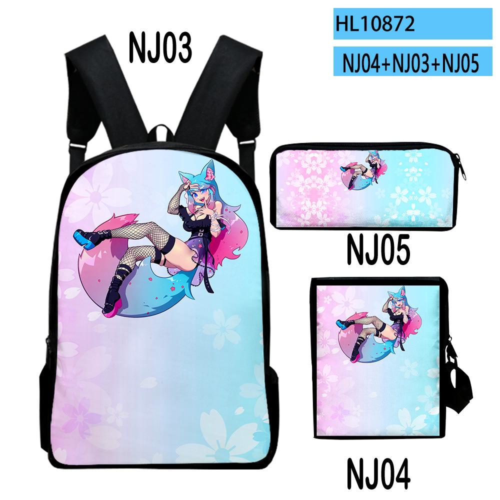 Classic VTuber Silvervale Anime 3D Print 3pcs/Set Pupil School Bags Laptop Daypack Backpack Inclined Shoulder Bag Pencil Case
