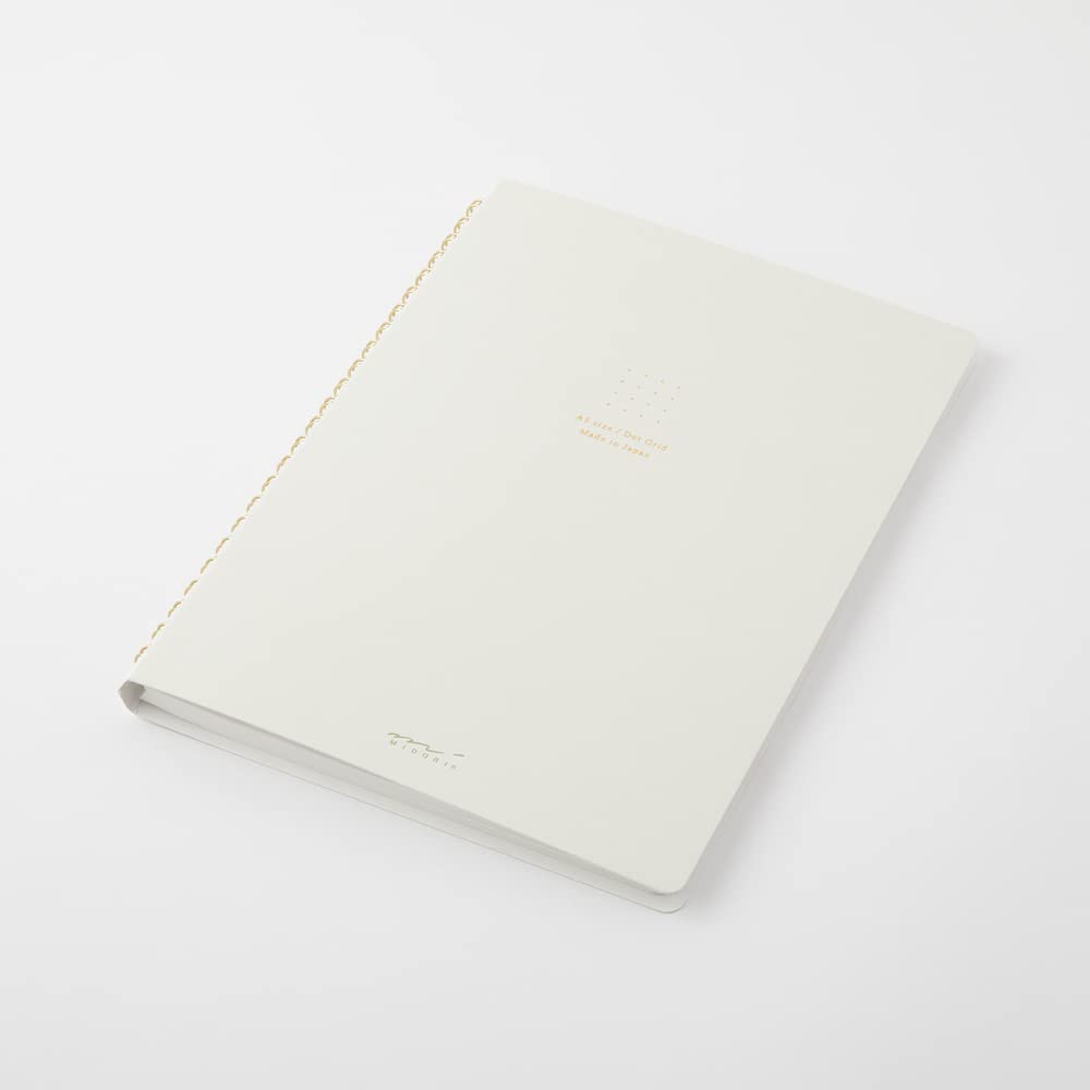 MIDORI Ring-Bound Notebook, Color Dot Grid, A5 - White