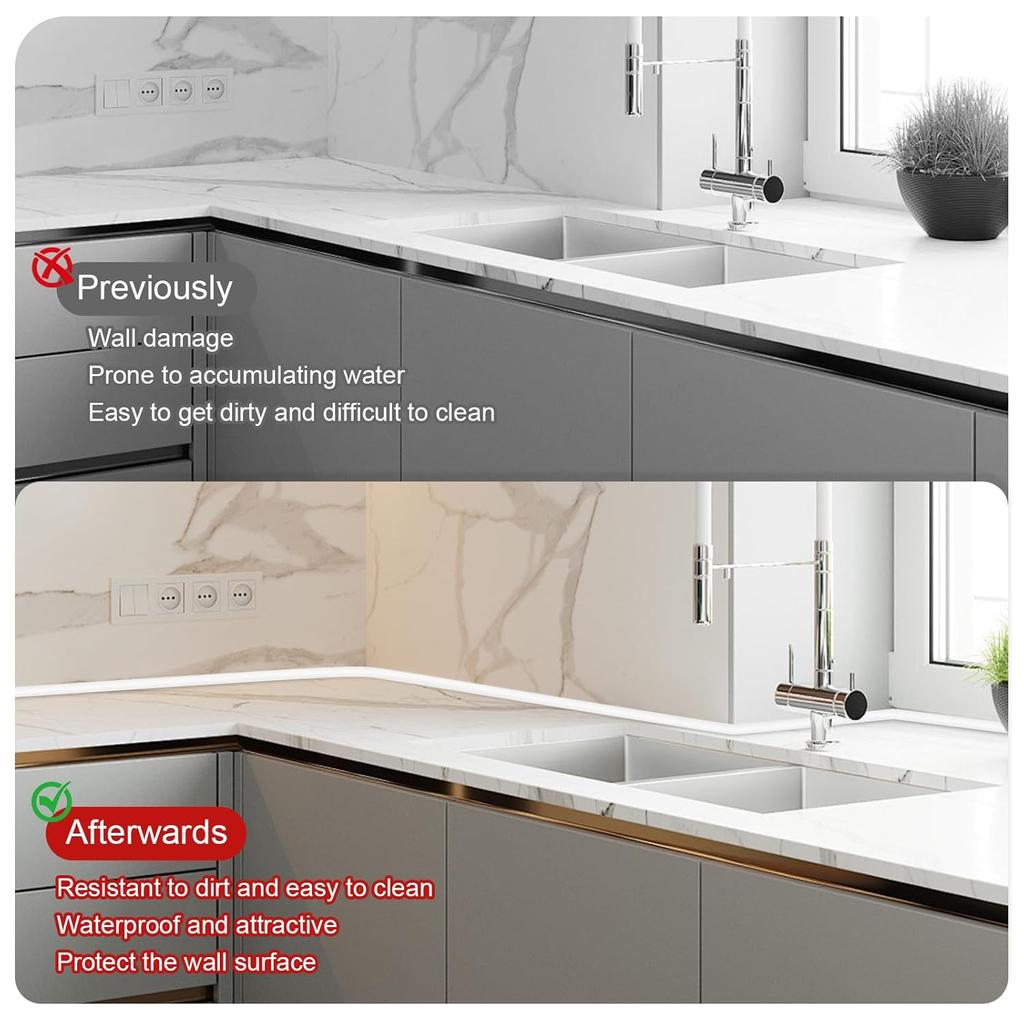 1PC 1/2/3meters Durable Silicone Quarter Round Molding Trim Peel and Stick Caulk Strip Flexible Wall Corner Baseboard Floor Edge