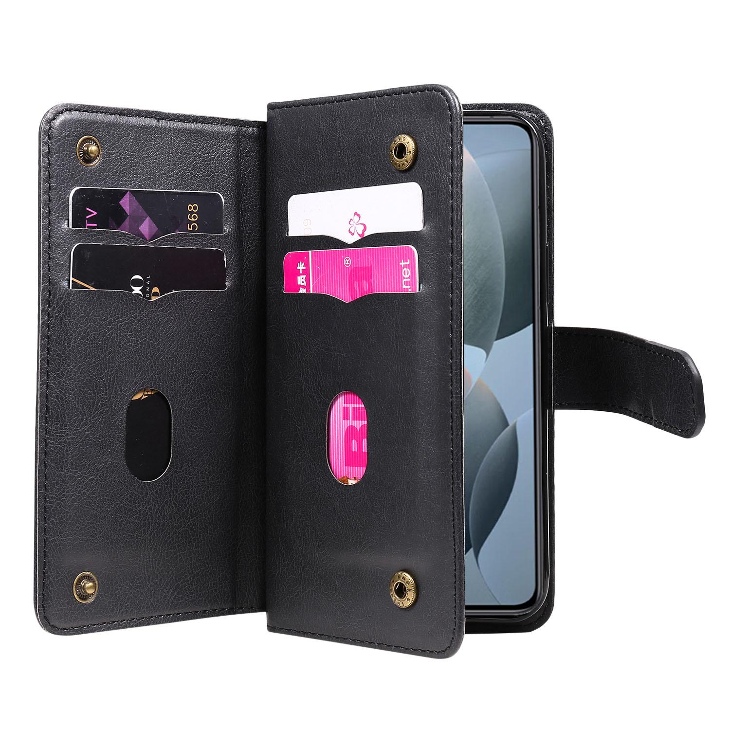 

For Xiaomi 14T Pro Leather Case with 10 Card Holder Phone Cover Stand Black
