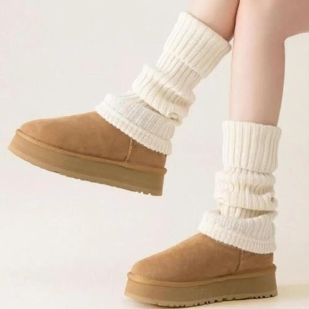 Women s Soft Heat-Resistant Wool Blend Knit Leg Warmers brown