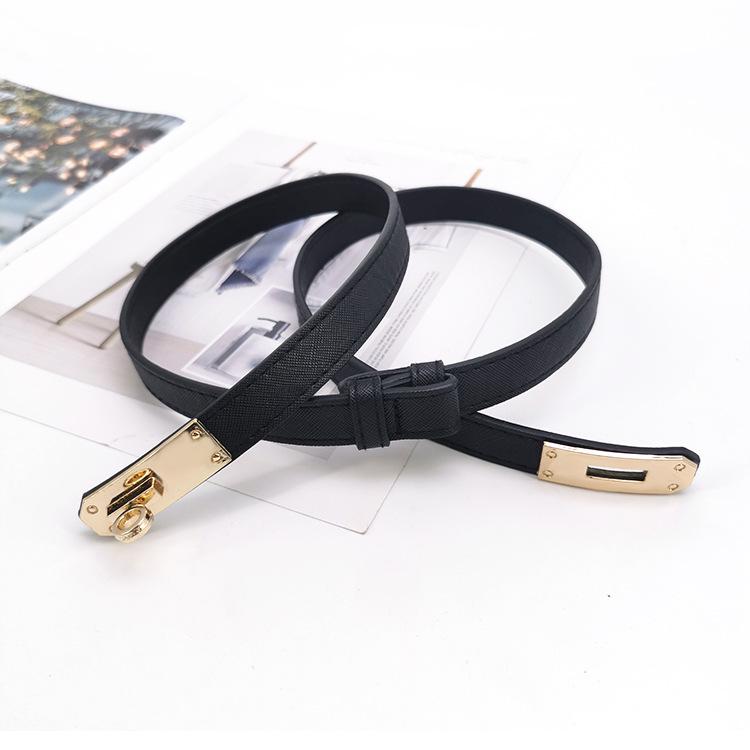 Damen Verstellbarer Dünner Schnallengürtel - Vielseitiger Koreanischer Stil Leder Taillenformender Kleider-Mantel-Gürtel