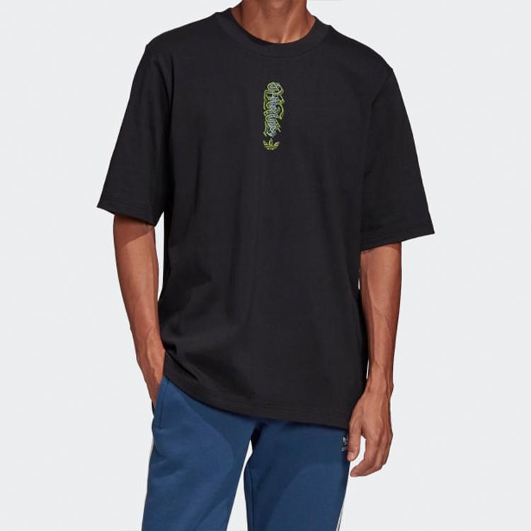 Adidas Originals Trefoil Back Earth Graffiti Print Short Sleeve T-Shirt Men Tops Black GK7223