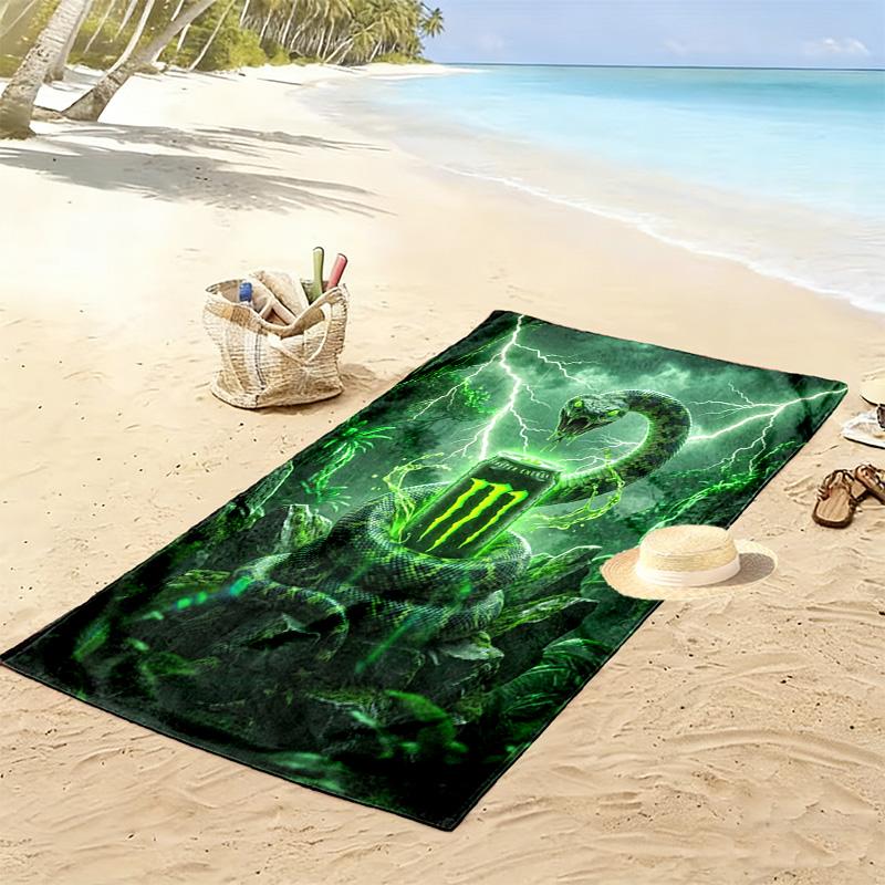 Monster Energy Drink Up Adventures Beach Towel Portable For Travel Beach Towel For Vacation Photos Absorbent Bath Towel Quickdrying Swim Towel