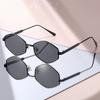 Shiny Gold Geometric Sunglasses: Gradient Pink Lenses, Retro Octagon Frame for Beach & Fashion Outfits