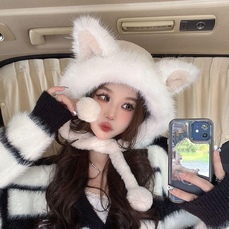 Adorable Bunny Ears Fleece Hat With Breathable Design For Cold Weather Use