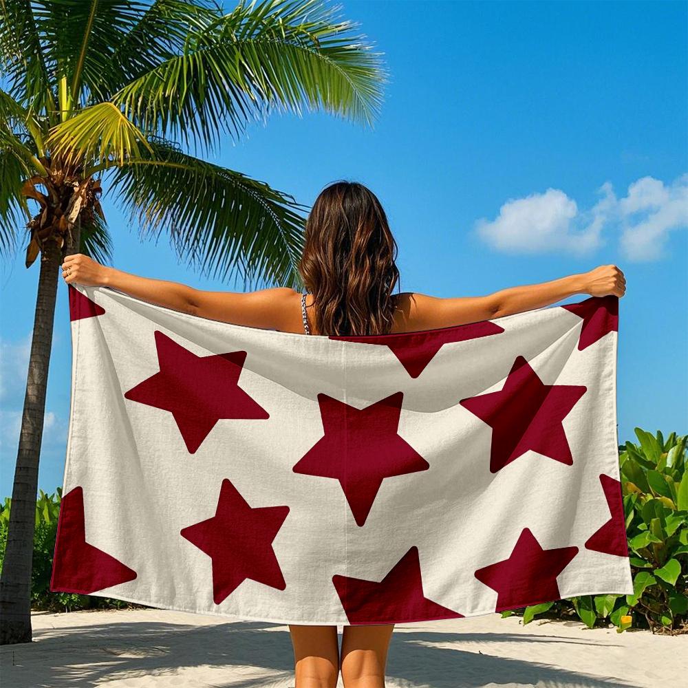 Cream red heart Quick Drying Bath Towel Microfiber beach towel - light weight swimming camping  yoga beach out