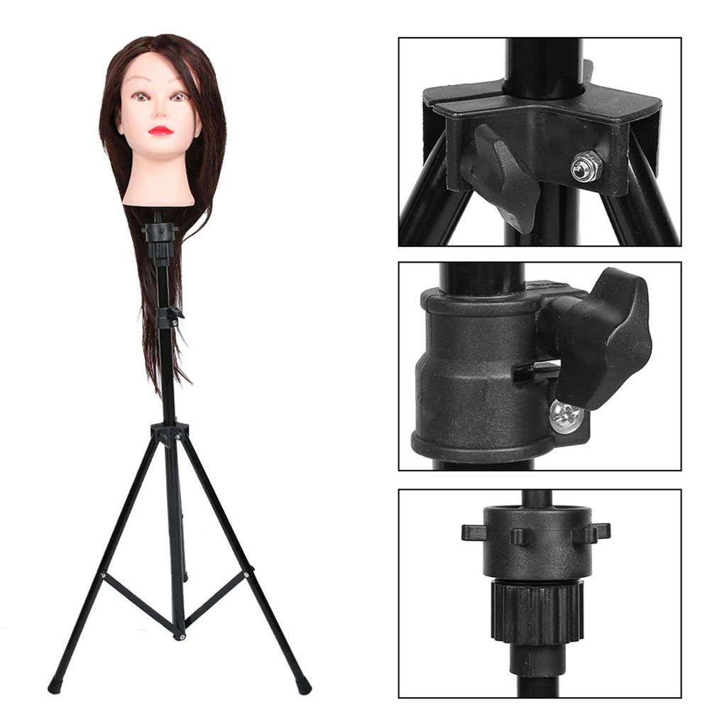 Adjustable Training Mannequin Head Tripod Stand Manikin Wig Holder Carry Bag