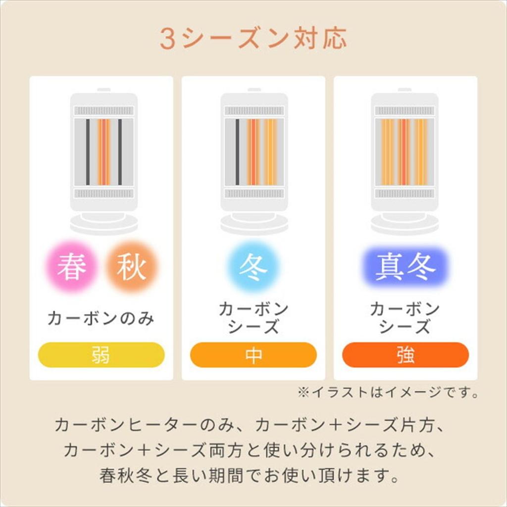 Rapid Heating Carbon Heater Far Infrared Sheathed Heater Twin Heat Plus Output Max 1200W Automatic Swing White [Yamazen] & 3-stage DBC-W121(MW)