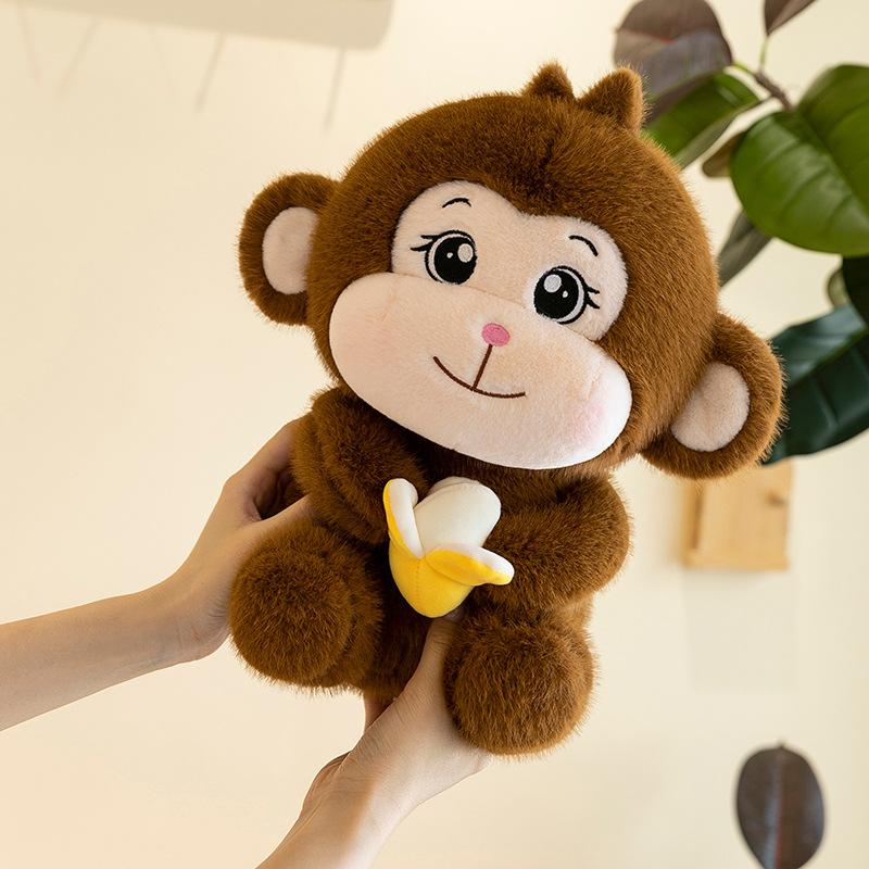 Bai Fen Bai Dolls And Toys Dark Brown Cute Monkey Doll Plush Toy Little Monkey Soothing Pillow Doll Gives Girlfriend Child Birthday Gift