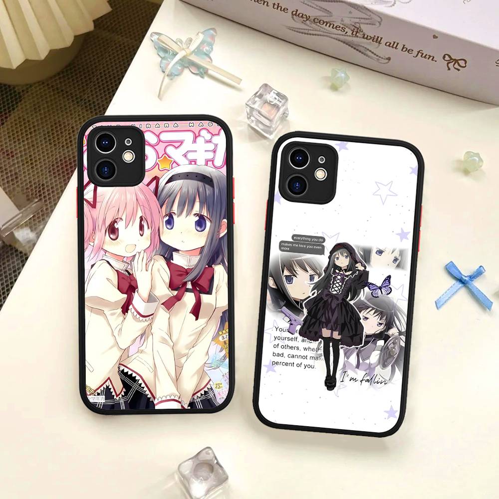Cute Anime Puella Magi Madoka Magica Silicone Case For IPhone 16 15 14 13 12 11 Pro Max Plus X XS MAX Shockproof Matte Cover