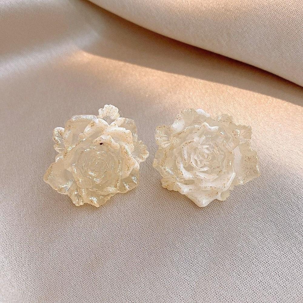 Gradient Color Flower Earrings Resin Women Earrings Vintage Floral Stud Earrings  Girls