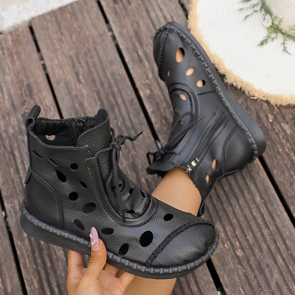 Women Boots Handmade Soft Leather Short Boots Comfortable Low Heel Rubber Sole Autumn Winter Shoes Women Korean Style Boots