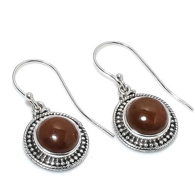 Natural Mahogany Obsidian Gemstone 925 Solid Sterling Silver Earring 1.25" s9R43