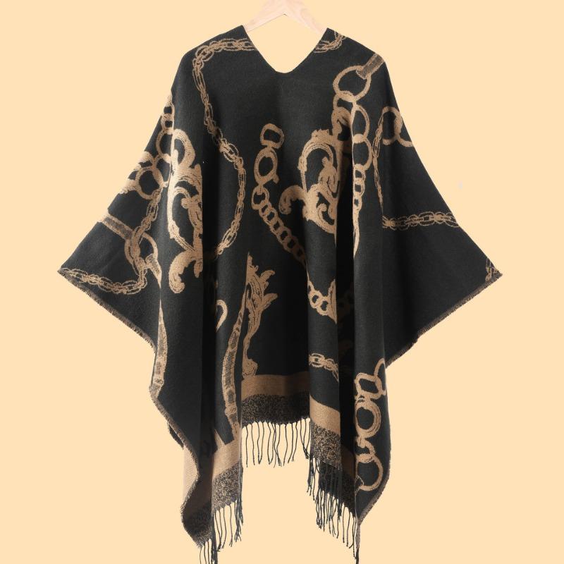 Women S Warm Fashion Jacquard Tassel Scarf Shawl For Office Use