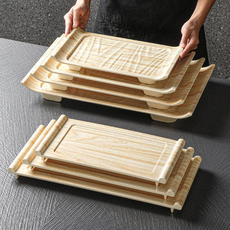 Xiangyuanmei Melamine Barbecue Hot Pot Side Plate - Imitation Porcelain Grill Pan with Wood Grain Design