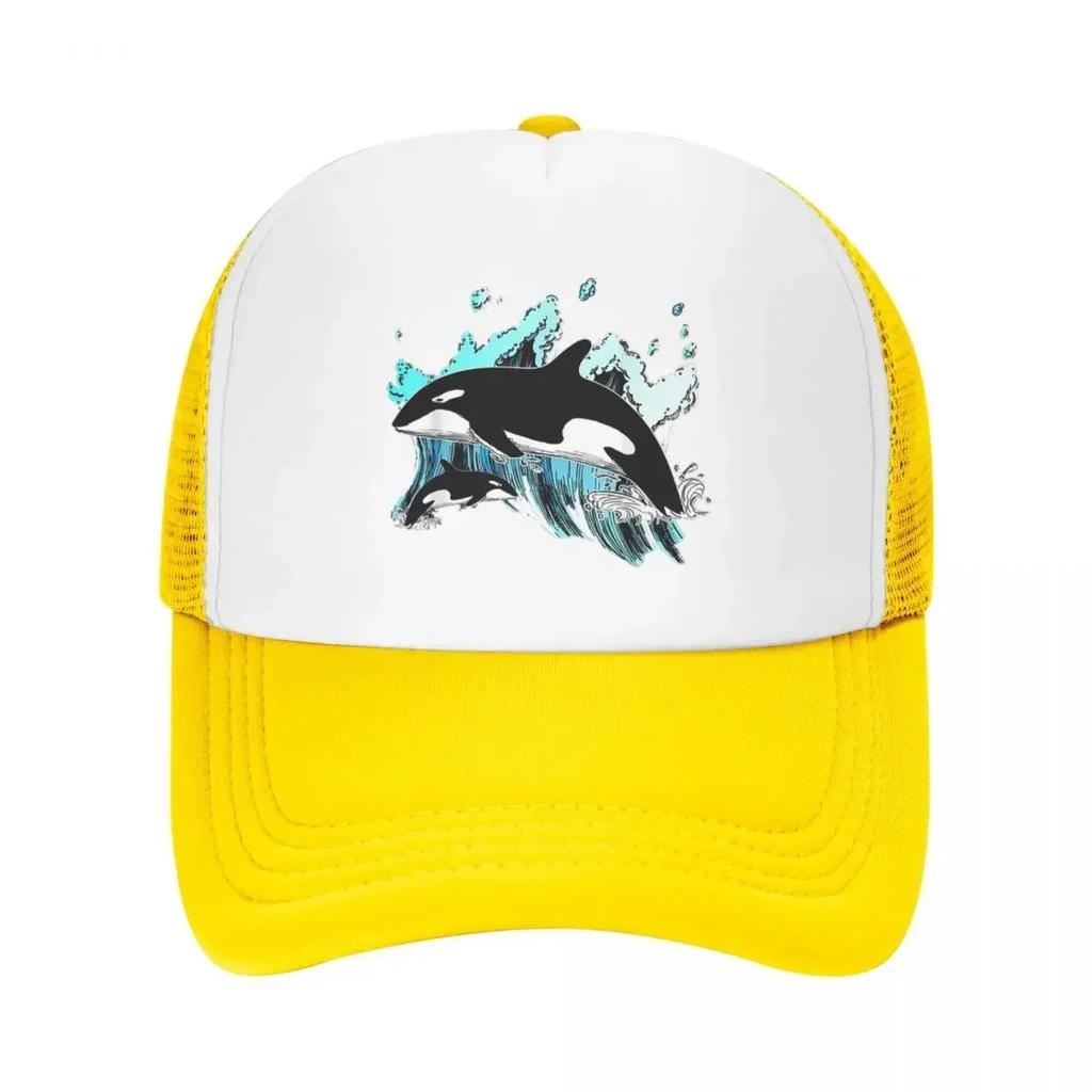 Orca Acuático Mar Océano Camisetas Superiores Ballena Asesina Gorra Casual Malla Gorras de Béisbol Ajustable Sombrero Hip Hop Verano Unisex Gorras de Béisbol