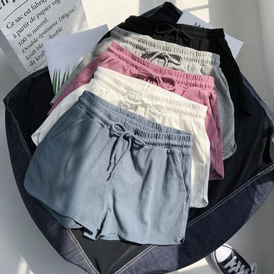 Damen Shorts mit weitem Bein und verstellbarem Kordelzug, lässige Shorts mit festem elastischem Bund, Home-Shorts