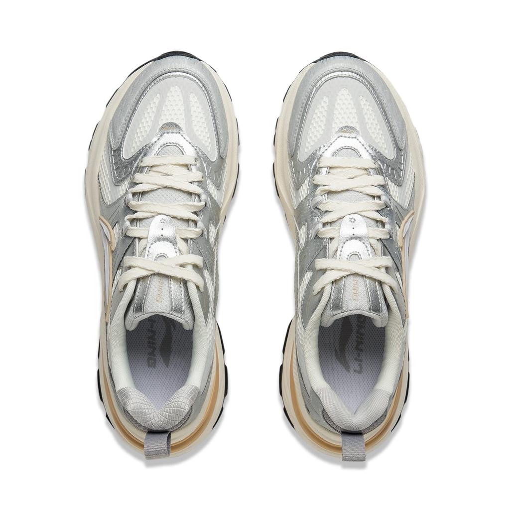 Li Ning Beichen 2K Rutschfest Abriebfest Niedrig geschnittene Klobige Sneaker Herren Silber AGCU323-6