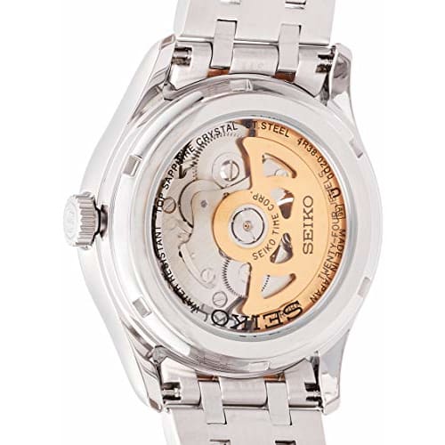 Seiko Presage Men's Automatic Watch (with Manual Winding) with Japanese Garden Motif, Open Heart Movement, and Roman Numerals, SARY174, Pink Gold