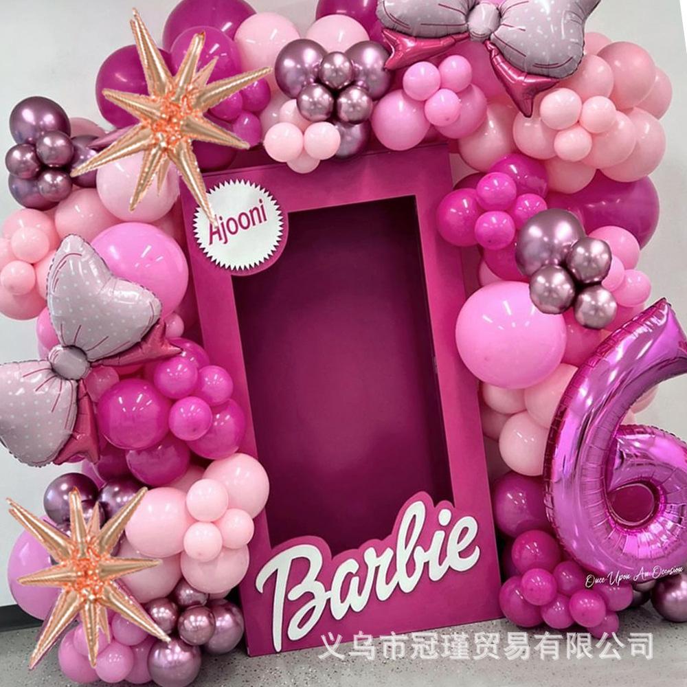 Pink Barbie Serie Schleife 81 cm Rosen-Geburtstagsthema Mädchen Valentinstag Innendekorationsset