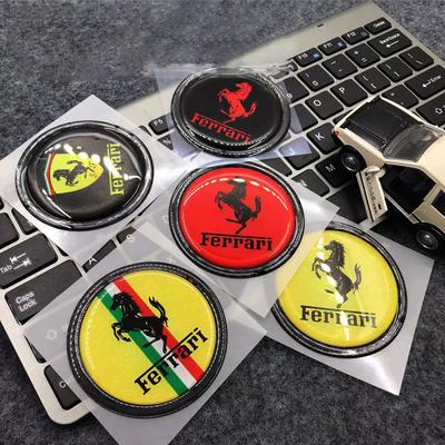 1pc Ferrari Emblem Decorative Car Badges Stickers Soft Rubber Sticker Personalized Scratch Protection Decal Styling Accessories