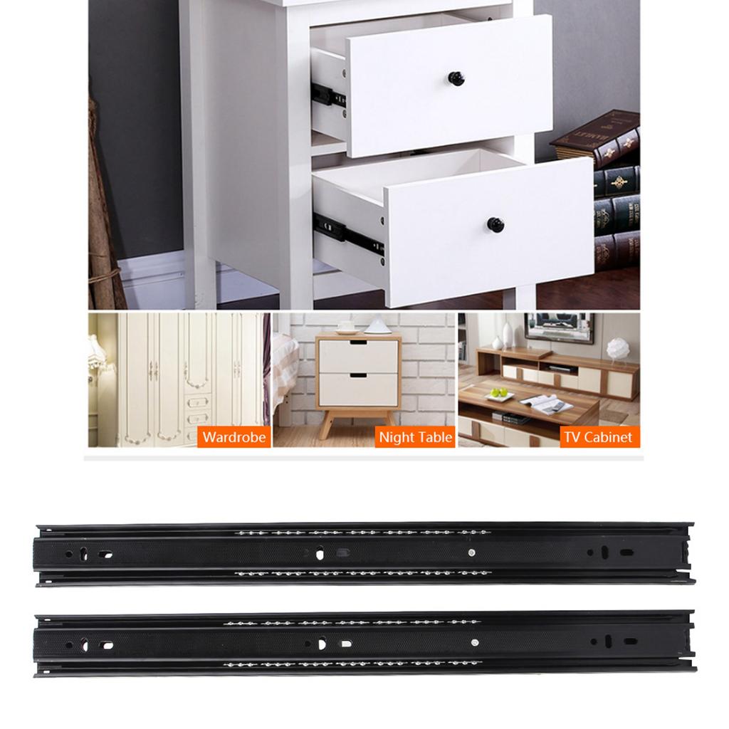 1 Pair 18 Inch   Bearing Cabinet Drawer Slider Runner Steel Slide Rails