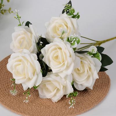 7 Huvuden Äkta Lycklig Blomma 8 Färger Fotografi Foto Present Naturlig Simulerad Ros Mini Alla Hjärtans Dag Blommor Heminredning