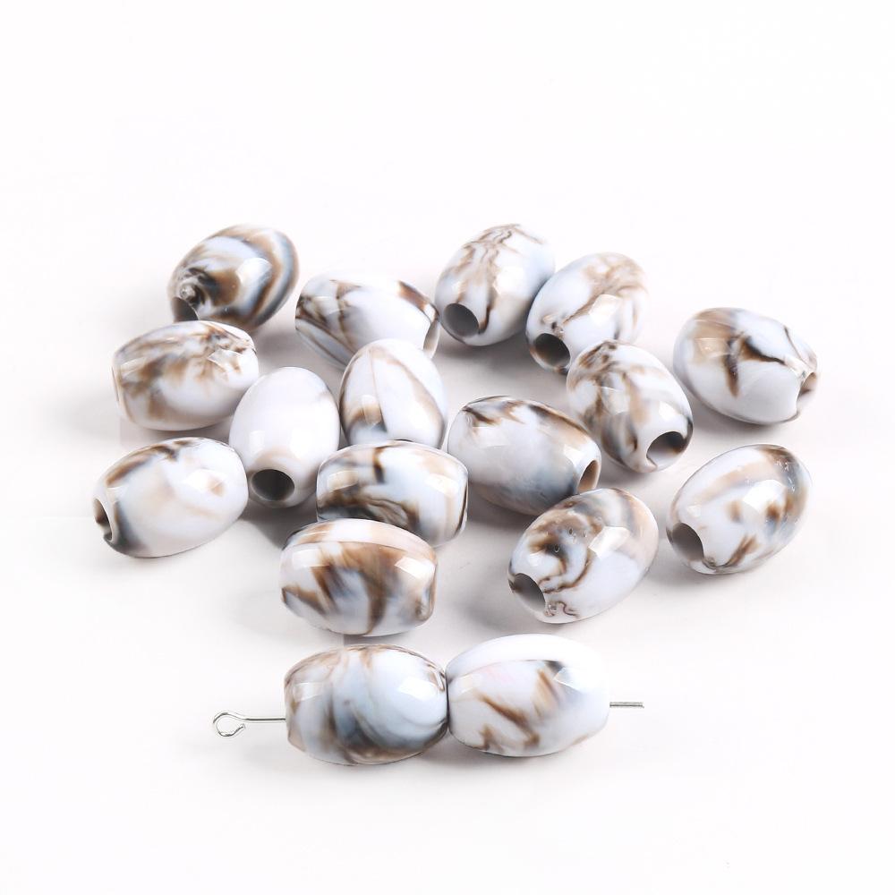 Perles Seau Ovales Acryliques Bicolores Perles Gros Trou Coussin de Siège Auto Bracelet Perlé Collier Accessoires de Bijouterie DIY