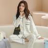 New long-sleeved trousers pure cotton couple pajamas can be worn outside cartoon loose casual men and women pajamas set cotton