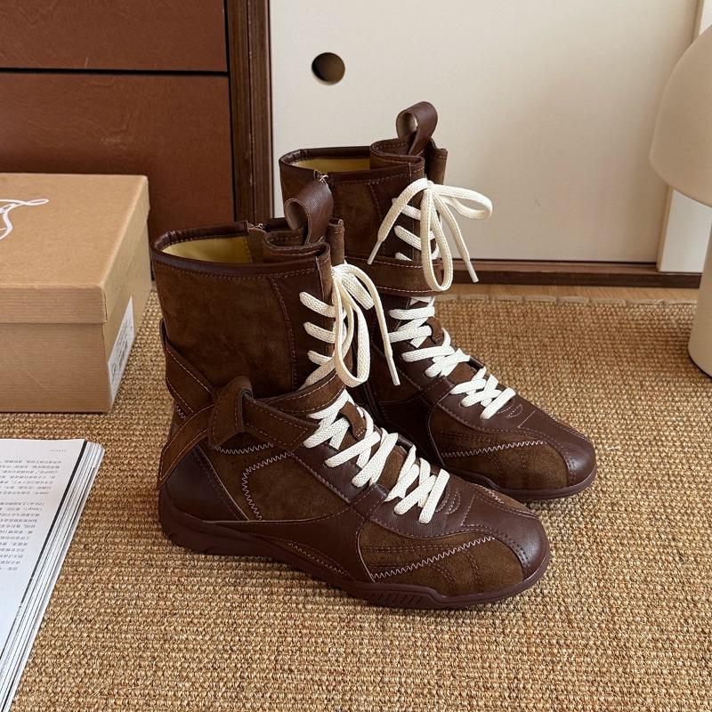 

Cowhide version retro fashion Martin boots casual sports short boots versatile boxing boots round head mid-tube western boots women 40 верблюд