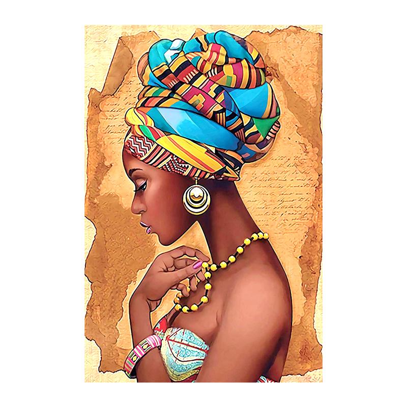 Beautiful African Woman Portrait Canvas Print Painting Wall Ethnic Art Vintage Poster Picture for Living Room Home Decor Cuadros